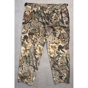 Vintage Woolrich Camo‎ Cargo Pants Mens Size Xl Leaves Print Nylon 43x31
